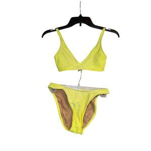 Vintage Tango Rose Yellow Bikini Swimwear Set Nylon/Spandex Retro Small